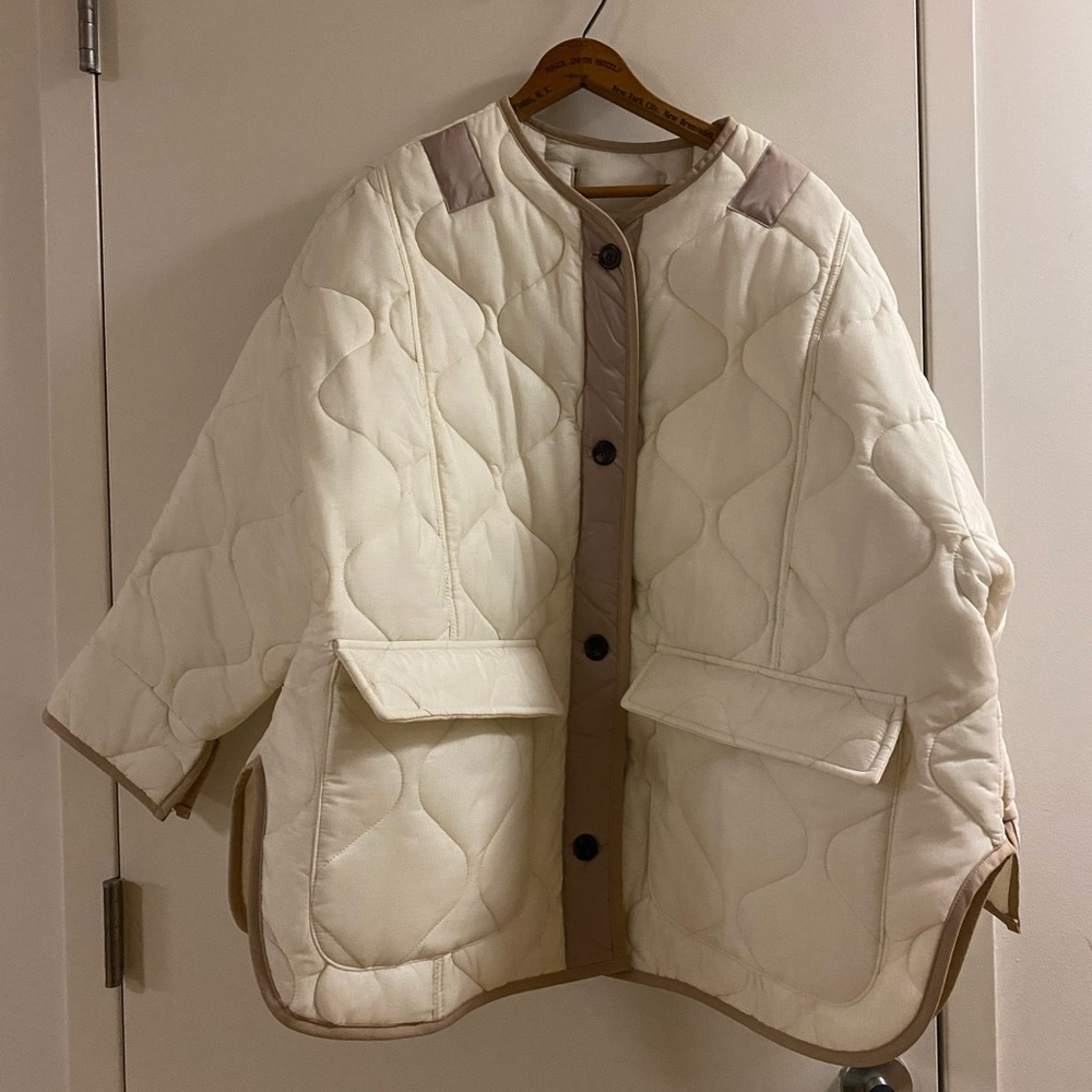 Frankie Shop Teddy Quilted Jacket White & Beige XS/S